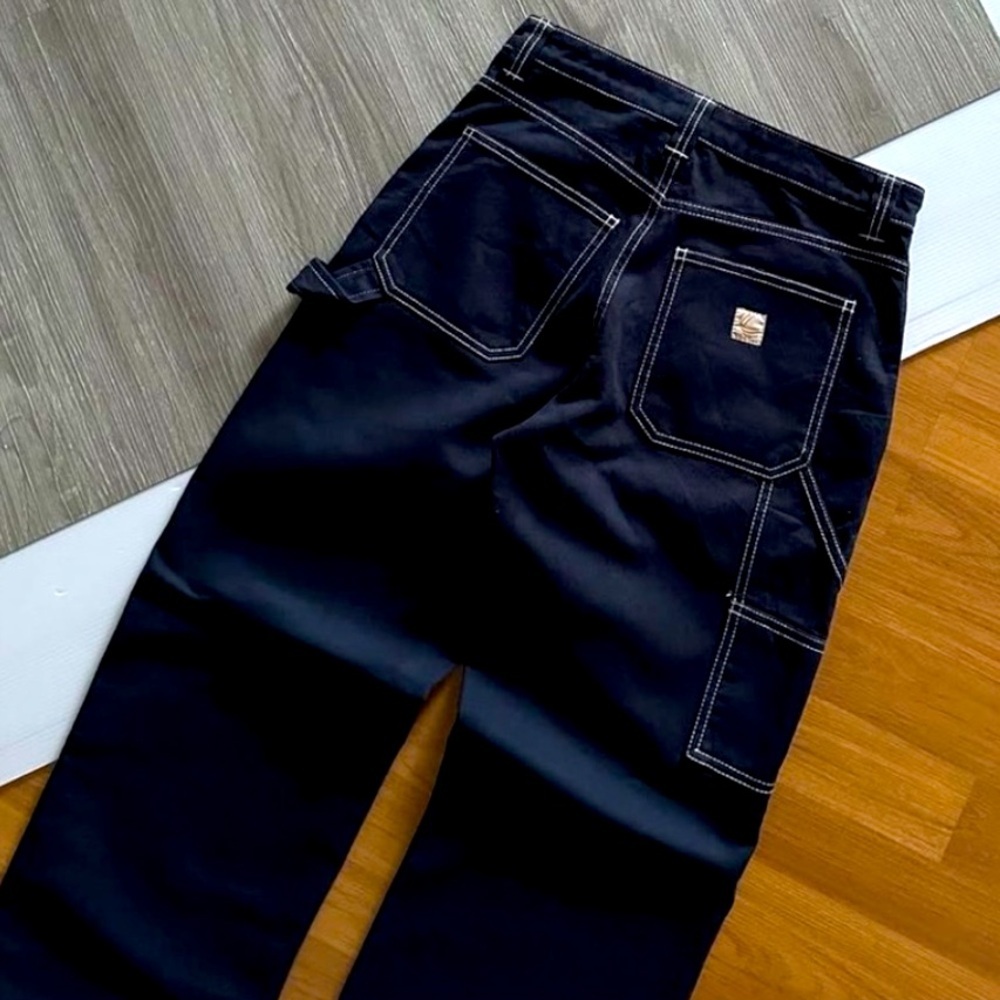 Tna relaxed straight carpenter pants black Wide Leg Jeans with Thick Den…